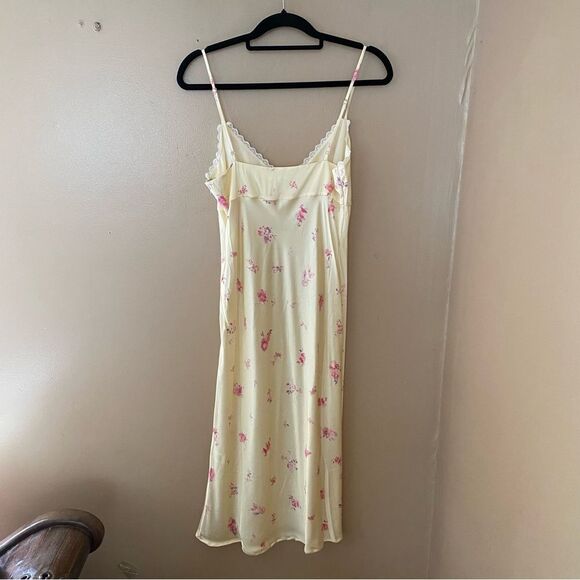 NWT Tularosa Molly Midi Dress Country Floral lingerie slip yellow Revolve XS - Picture 7 of 13